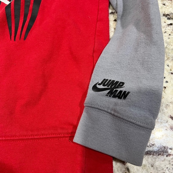 Jordan Jump Man Kids Red and Gray Hoodie - Picture 4 of 5